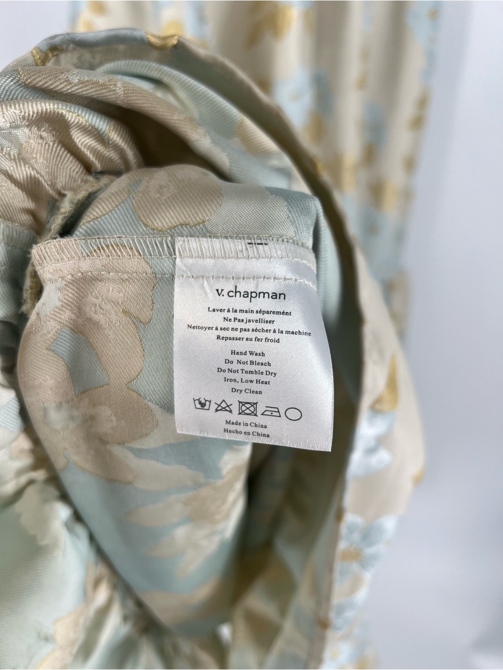 V. Chapman Avery Light Blue Cream Gold Floral Brocade Corset Back Maxi Dress 4 - Picture 8 of 9